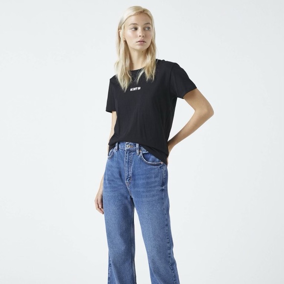 NWT. Pull&Bear Black Slogan Short-Sleeve T-Shirt. Size S. - Picture 4 of 5